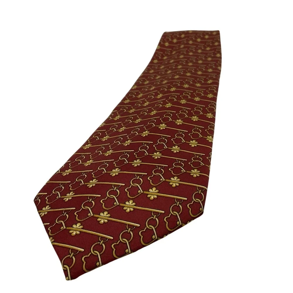 GUCCI Paolo‎ Red Geometric Vintage Key 100% Silk Mens Luxury Tie - 3.75